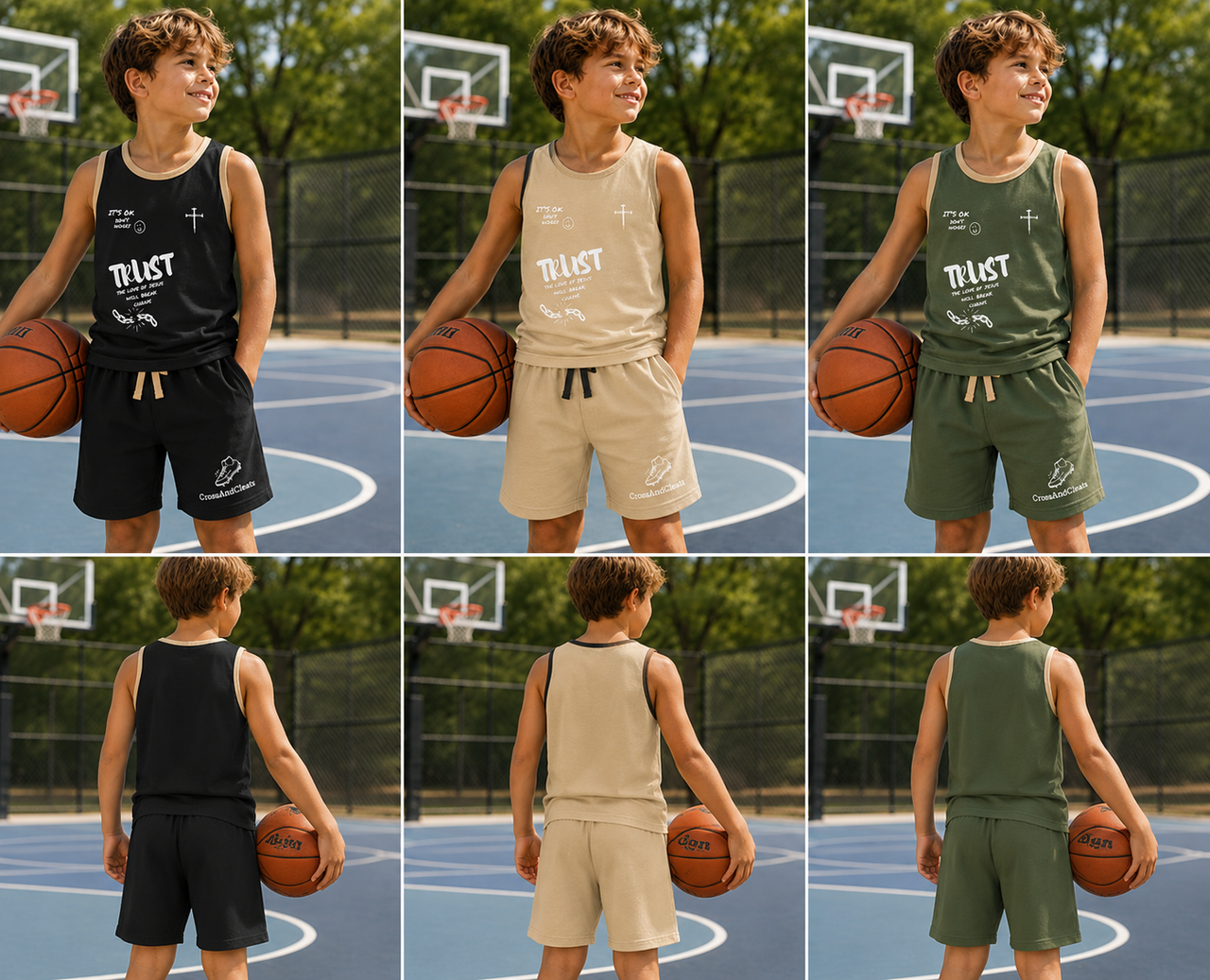 Trust | Kids Faith Tank & Shorts Matching Set | CrossAndCleats