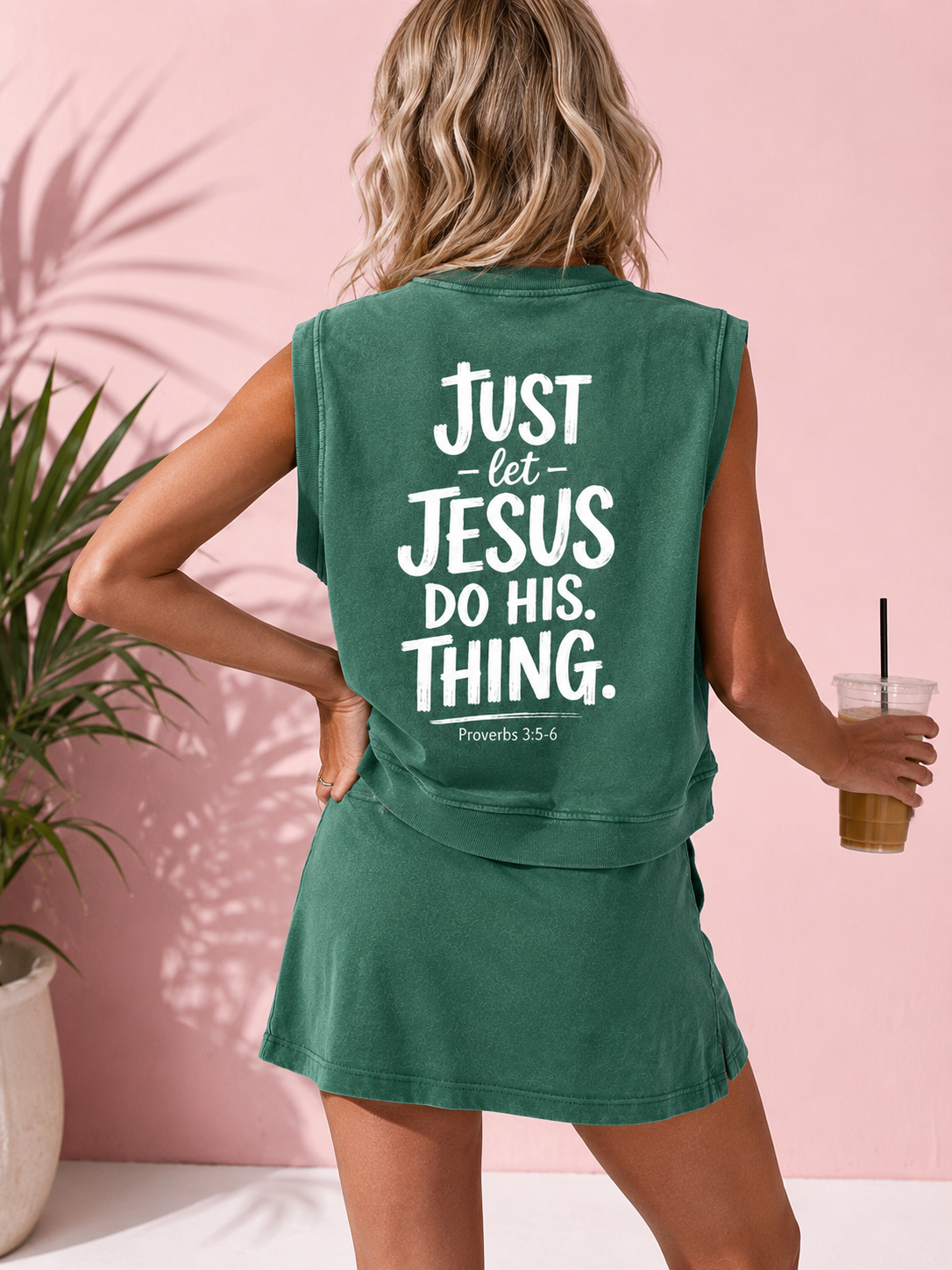 Just Let Jesus Do His Thing | Women's Faith Vest & Skirt Set | Proverbs 3:5-6