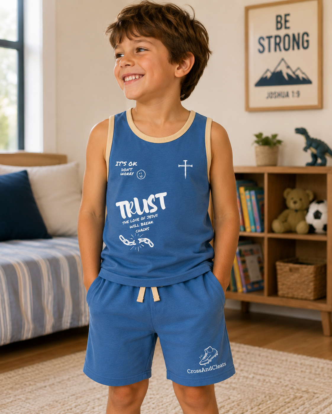 Trust | Kids Faith Tank & Shorts Matching Set | CrossAndCleats