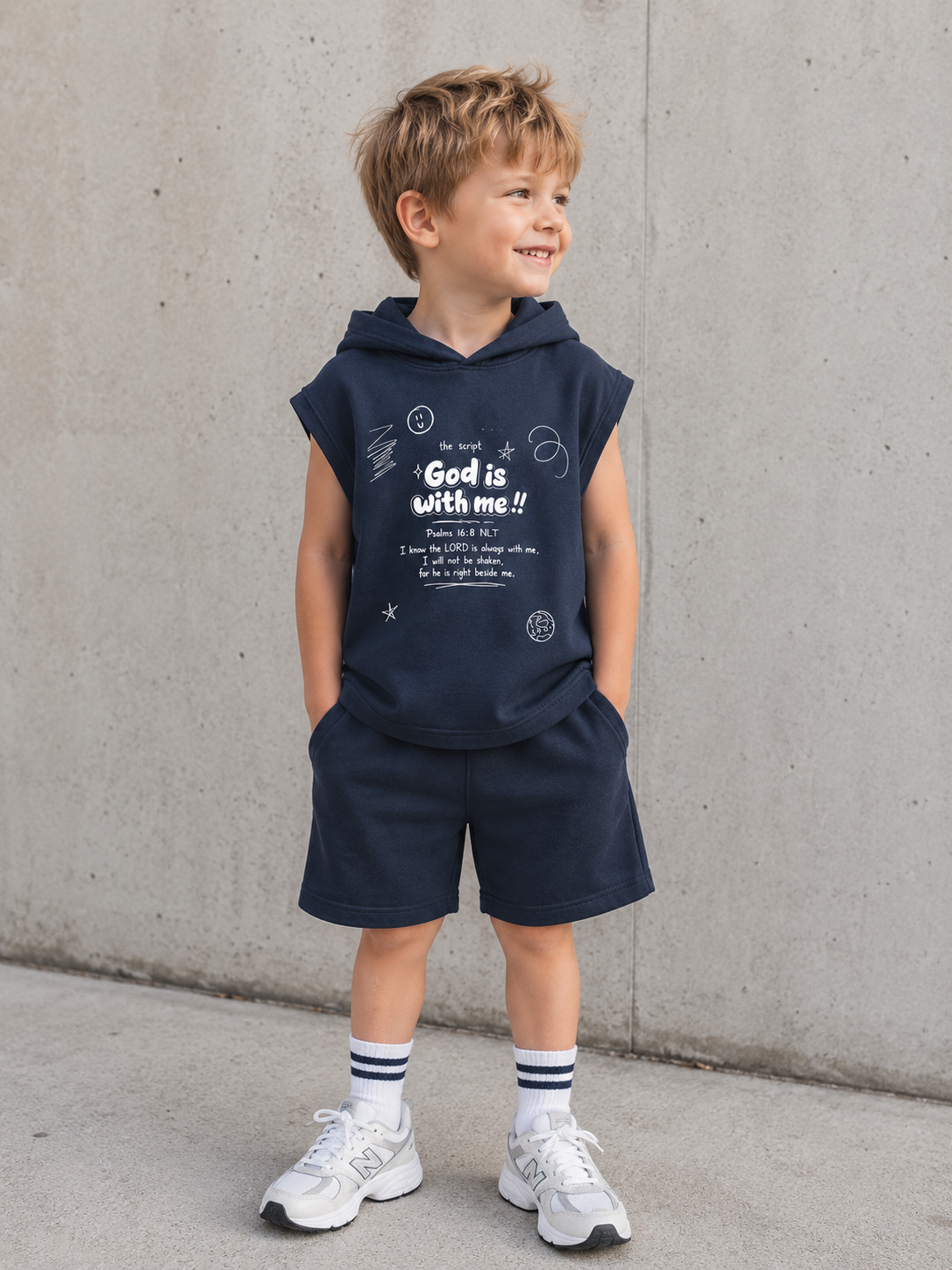 God Is With Me | Kids Faith Athletic Hoodie Tee | Boys Sports Shirt