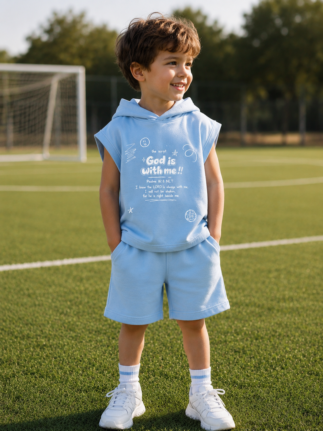 God Is With Me | Kids Faith Athletic Hoodie Tee | Boys Sports Shirt