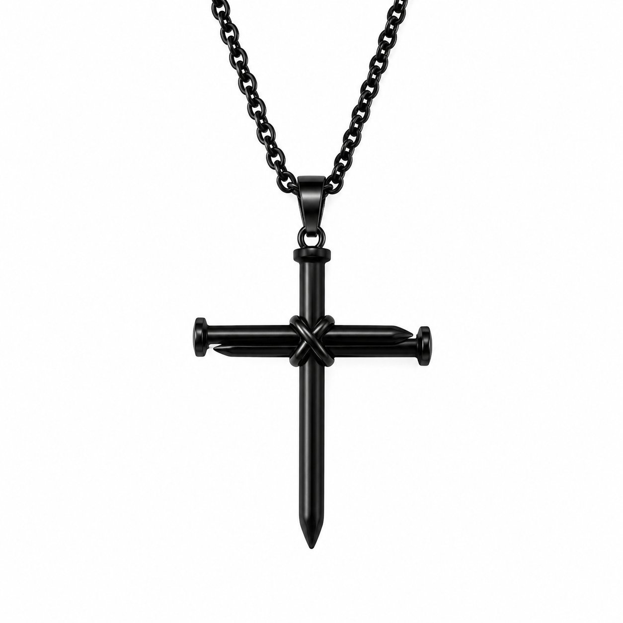 Nail Cross Necklace | Black Faith Pendant for Athletes & Men