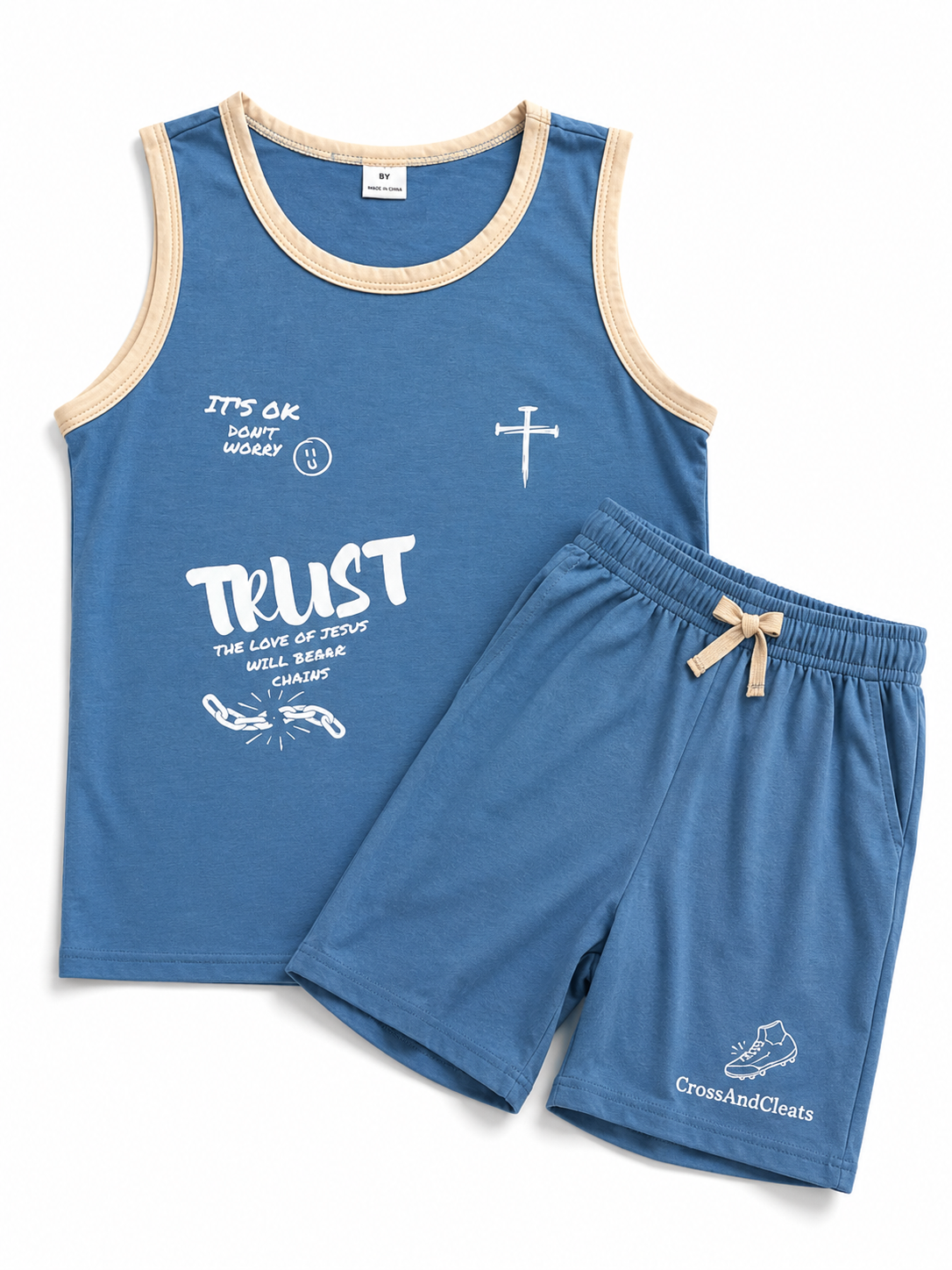 Trust | Kids Faith Tank & Shorts Matching Set | CrossAndCleats