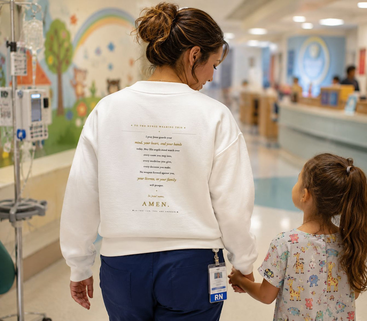 Strength & Dignity Nurse long sleeve crew neck (Proverbs 31:25)