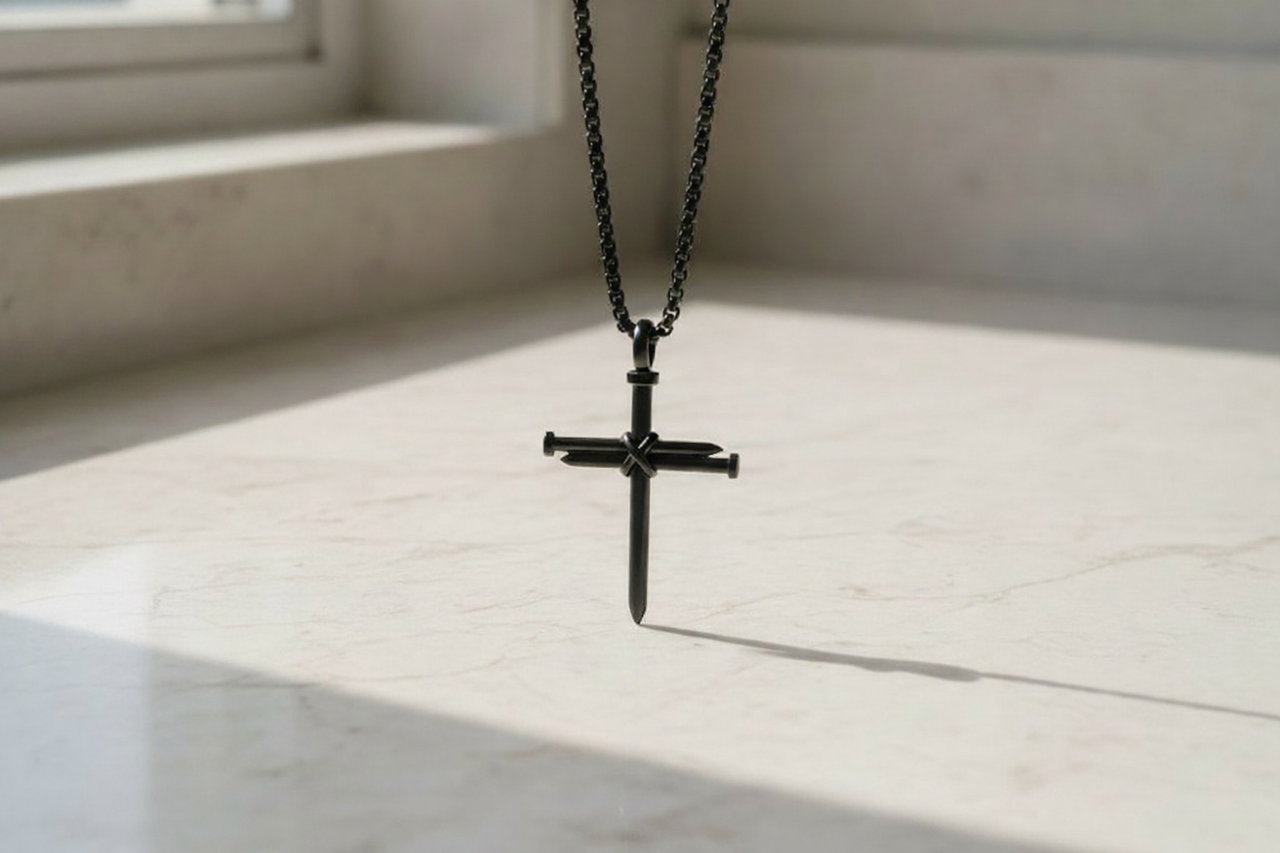 Nail Cross Necklace | Black Faith Pendant for Athletes & Men