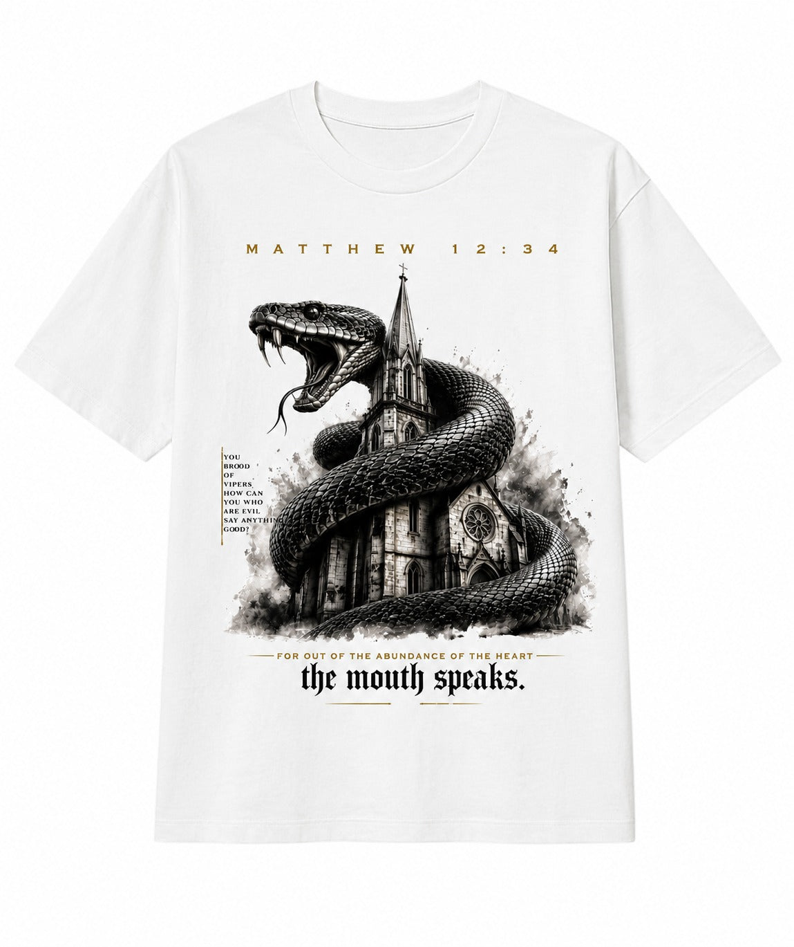 Brood of Vipers Christian T-Shirt (Matthew 12:34) — Conversation Starter Faith Tee