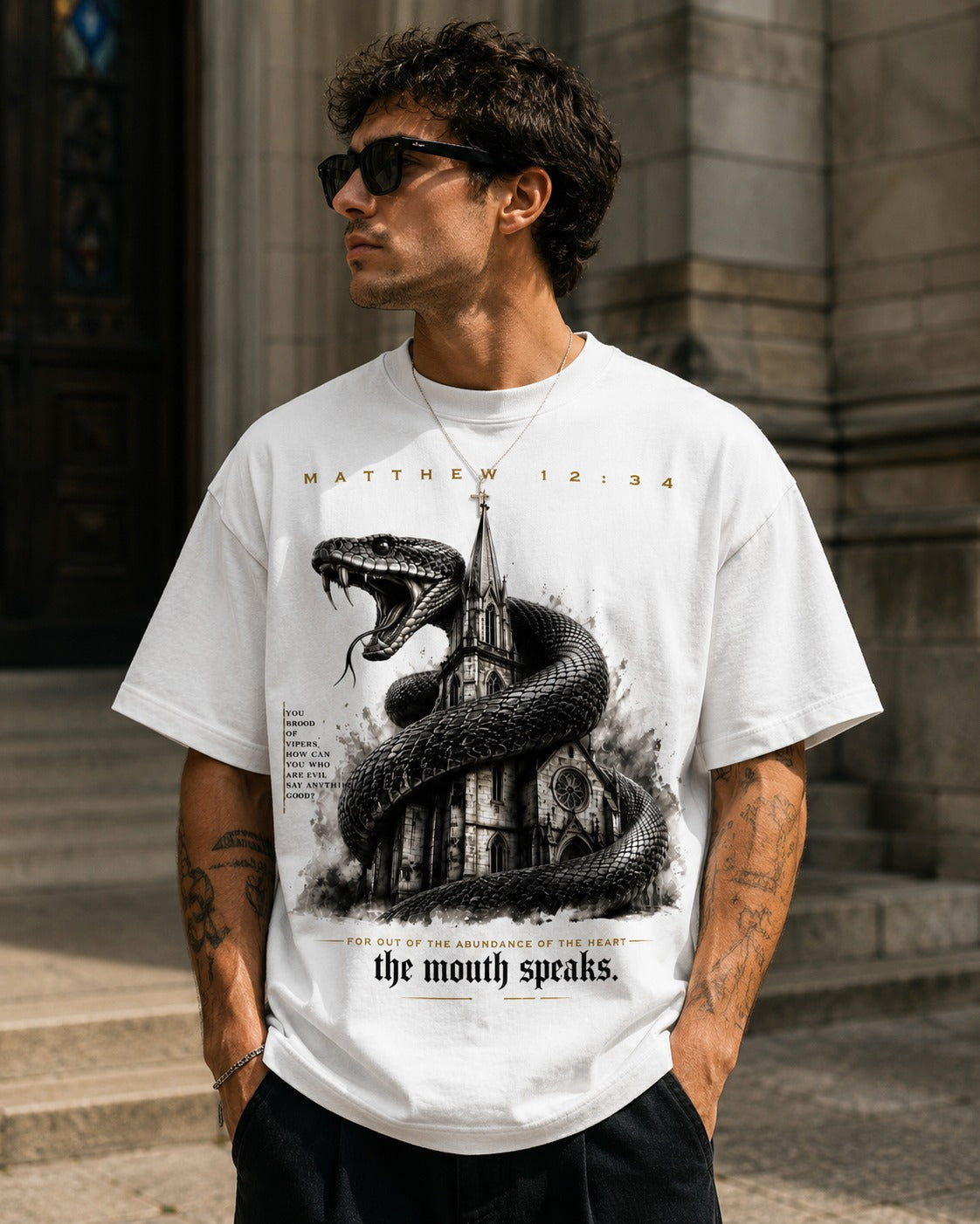 Brood of Vipers Christian T-Shirt (Matthew 12:34) — Conversation Starter Faith Tee
