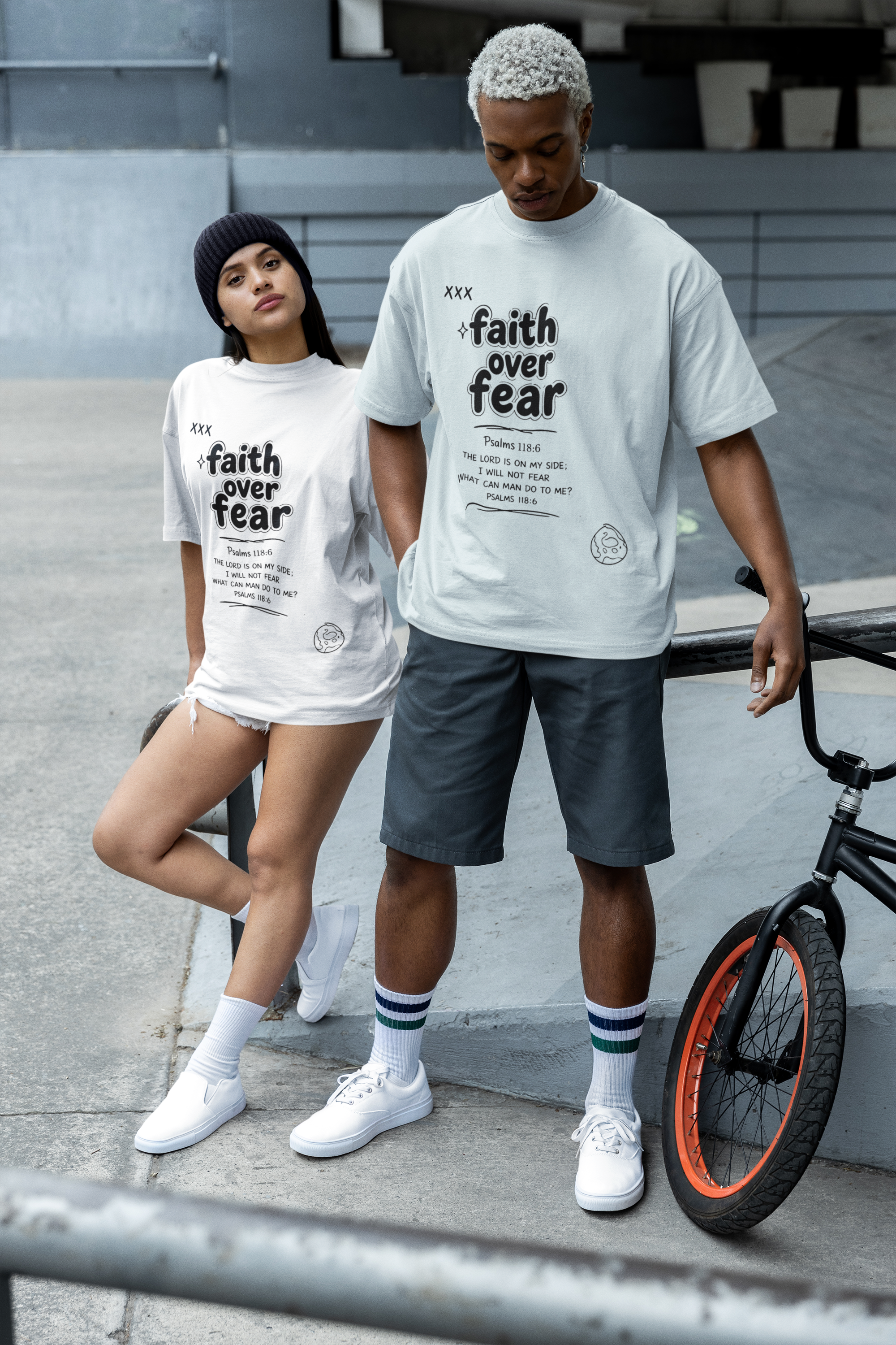 FAITH OVER FEAR  Oversized Drop-Shoulder Crewneck T-Shirt | Shaka Wear SHGDD